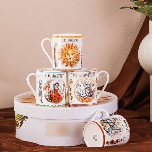 Vintage Ceramic Mug - Breakfast Cereal Cup - Creative Star Series Sun Coffee Mug Gift Set