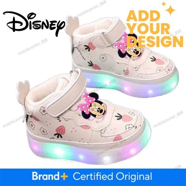 Designer Disney Disney Infant Toddler Shoes Boy Girl Disney Casual Shoes Mickey Mouse Spring Autumn Children Lighting Sneakers Soft Floor Shoes Luxury