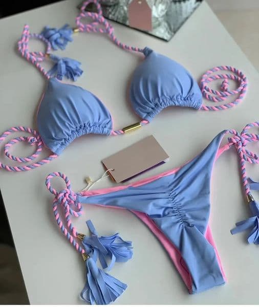 Women Bikini Backless Rope Triangle Swimsuit Multicolor 260319