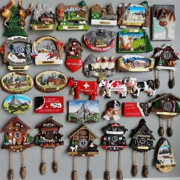 Switzerland Fridge Magnets Geneva Interlaken Swiss Cow Duck Cuckoo Clock Alpine Magnetick Refrigerator Stickers Souvenir Gifts S26319