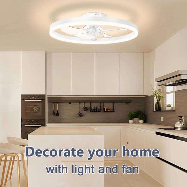 IRALAN Modern Ceiling Fan LED Light Easy To Install Ultra-thin Acrylic Shell Infinitely Dimming Lighting Household Decoration 26Y0319