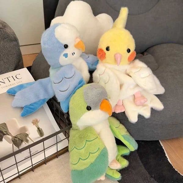 20CM Cute Parrot Hand Puppet Toy Ventriloquism Performance Little Bird Enlightenment Childrens Watch Learning Performance Doll L200320