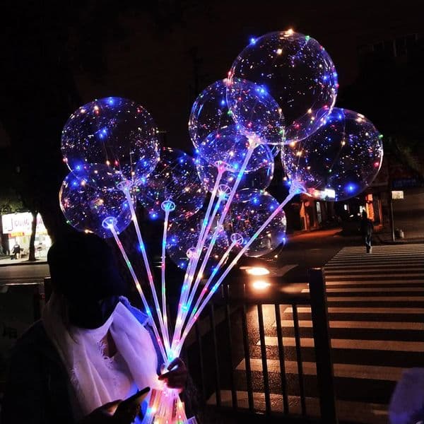 5/10/15/20Packs LED Light Up BoBo Balloons Colorful Handle 120cm Glow in the Dark Bobo Balloon Wedding Valentines Day Decoration 260318