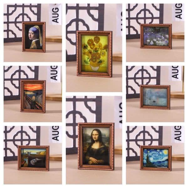 Wooden Frame Fridge Magnets World Famous Paintings Starry Night Mona Lisa 8 Art StylesHome Decor for Kitchen Artistic Gifts S26319