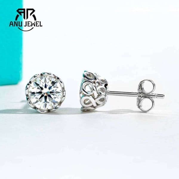 AnuJewel 2cttw-6cttw Moissanites Diamond 925 Sterling Silver D Color VVS1 Moissanite Classic Stud Earrings For Woman S260319