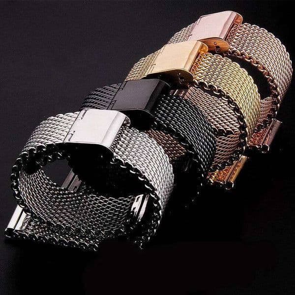 20mm 22mm 1.0mm Milanese Watchband Bracelet Universal Band 0.6mm Mesh Stainless Steel Strap Silver Black Watch Accessories 26W0320