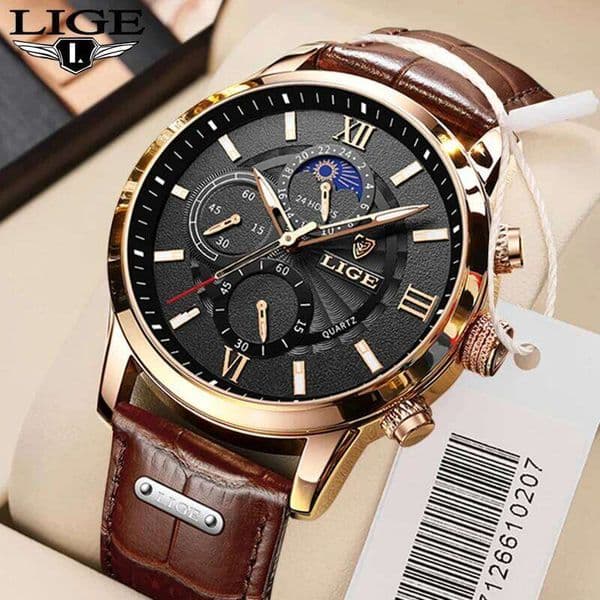 2026 LIGE Men's Watches Top Brand Luxury Men Wrist Leather Quartz Watch Sports Waterproof Male Clock Relogio Masculino+Box