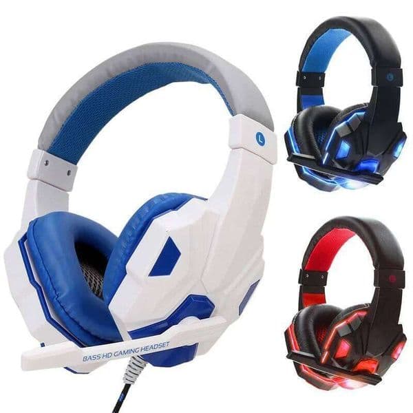 Gaming Headsets Over-Ear 3.5mm Wired Headphones Music Stereo Earphones With Adjustable Microphone For Laptop Computer PC 26L0320