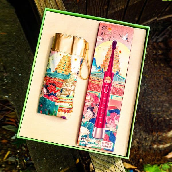 Souvenir business set with electric toothbrush umbrella, suitable for gifting in Beijing, Shanghai, Guangzhou scenic spots, a high-end practical gift