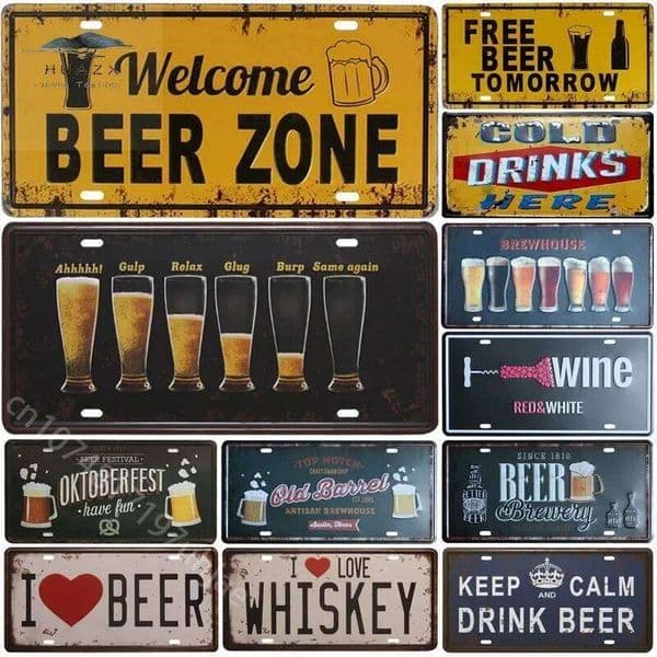 Welcome Zone Cold Beer Signs Front Door Bar Pub Cafe Wall Retro Metal Sign Crafts Decor Car Plate License Plaques 26Y0320