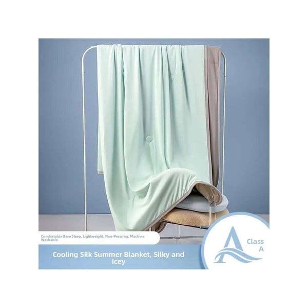 Summer Ice Silk Cooling Light Weighted Blanket Machine Washable Pure Color Breathable Comforter for Naked Sleep AC Room 26H0320