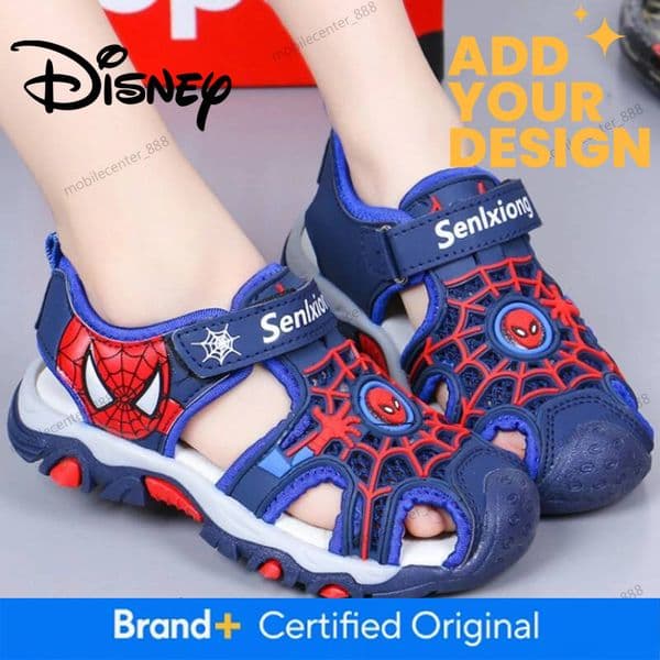Designer Disney Summer Kids Boys Sandals Girls Cartoon Spider Man Student Closed Toe Orthopedic Non Slip Children Sport Pu Leather Beach Shoes Luxury