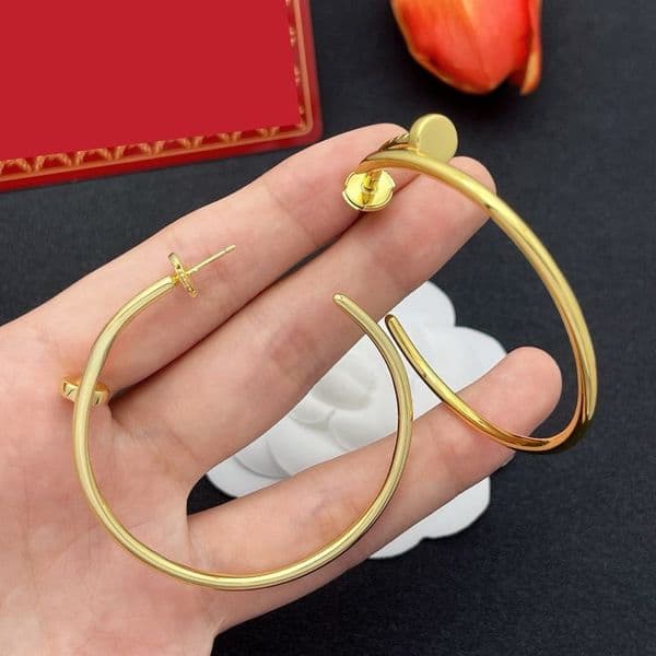 Designer Earrings for Woman Luxury Diameter Circle Simple Gold Silver Hoop Earring Jewelry Womens Fashion Gifts Letter Design thumbnail 2