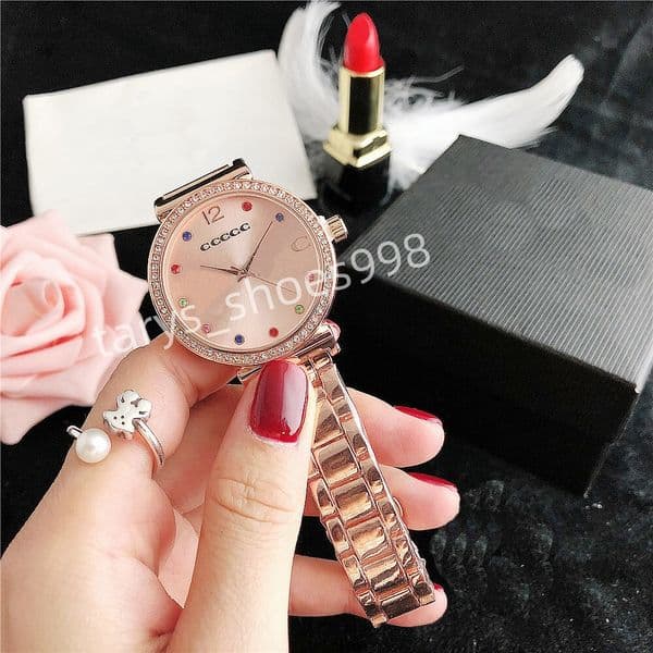 26SS Designer Women Coacher Inspired Ladies Gold Tone Stainless Steel Quartz Minimalist Business Waterproof Wristwatch