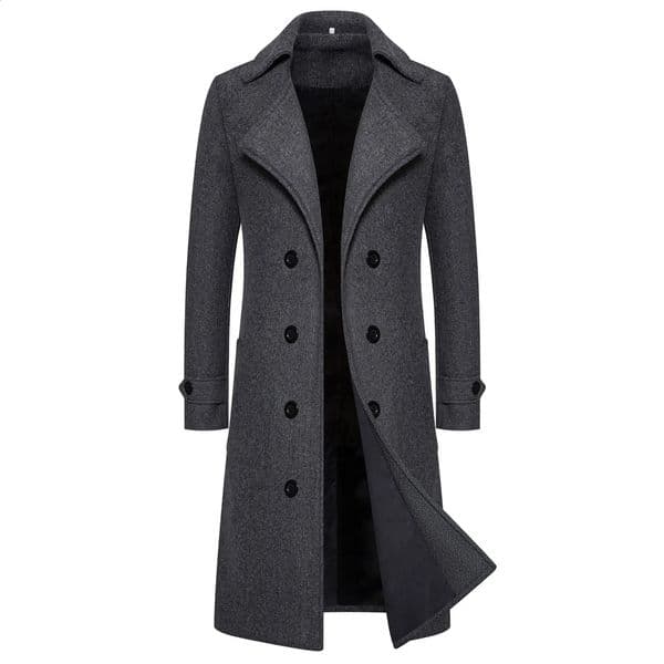 Spring Long Woolen Coats Men Fashion Double Breasted Trench Coats Autumn Turn Down Collar Slim Fit Windbreaker Male Outwear 260320