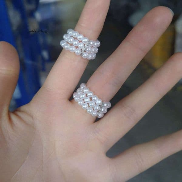 2025 New Handmade Woven Three-Layer Pearl for Women, Niche Design, Light Luxury Stackable Plain Band Bracelet, Gentle Ring
