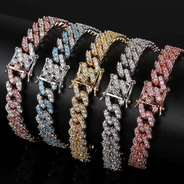 Luxury Jewelry 9mm single-row Moissanite Cuban bracelet real gold plated versatile accessory hip-hop bracelet for men and women