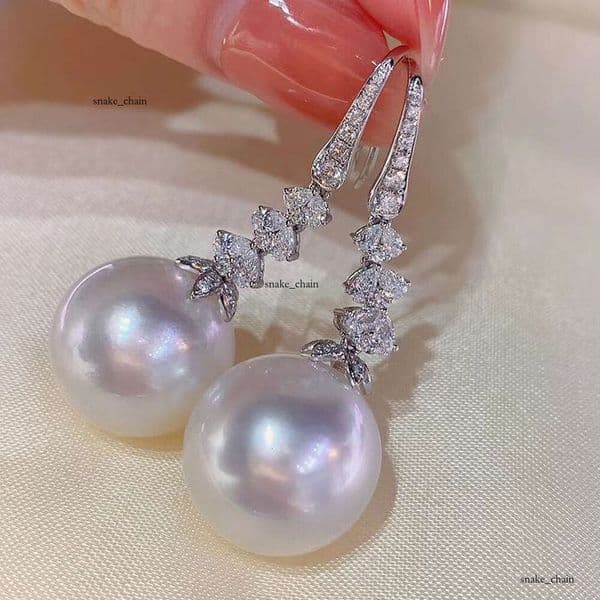 Baroque Pearl Gentle Retro Style Moissanite Earrings Elegant Women's Party Accessories