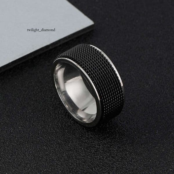 supply of metallic 10mm mesh rotatable titanium stress-relief rings 925 Sterling Silver 14K Gold jewelry manufacturer