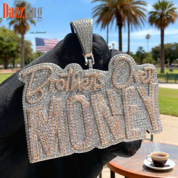 New Hip Hop full-diamond letter Money necklace with Moissanite pendant versatile pendant for Jewelry fashionistas wholesale