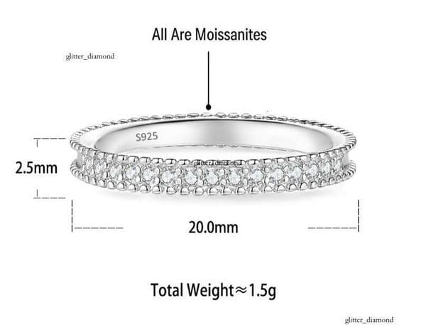 Moissanite diamond ring for women S925 silver ins-style fashion full-diamond tail single-row ring stackable Korean-style silver jewelry