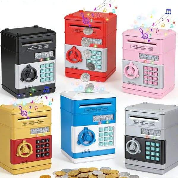 Electronic Piggy Bank Automatic Mini Safe Coins Cash Saving Money Box Password Counter Code Key Lock Coin Bank ATM Child Gift 260321