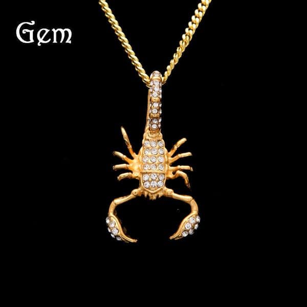 Hip Hop Nightclub Street Dance Inlaid 925 Sterling Silver 14K Gold Scorpion Pendant Personality Design Moissanite Jewelry Men's Necklace Accessories