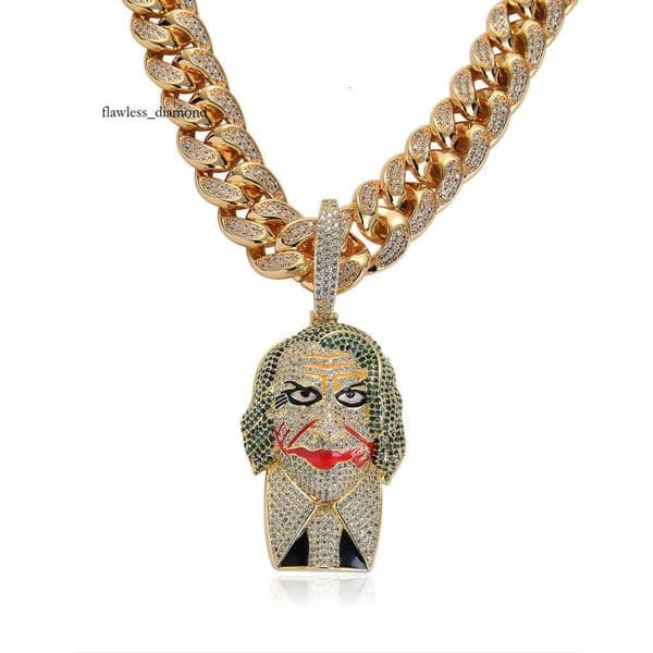 European and American necklace, Batman suit, Joker, high-quality 3A zircon, hip-hop micro-inlaid pendant