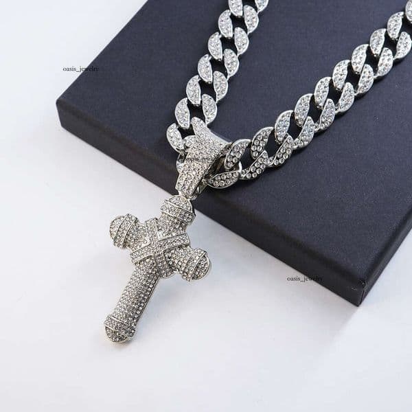 Jewelry Hip Hop Full Cross Pendant Cuban Chain Men's Street Rap Inlaid Diamond Thick Necklace Custom Jewelry