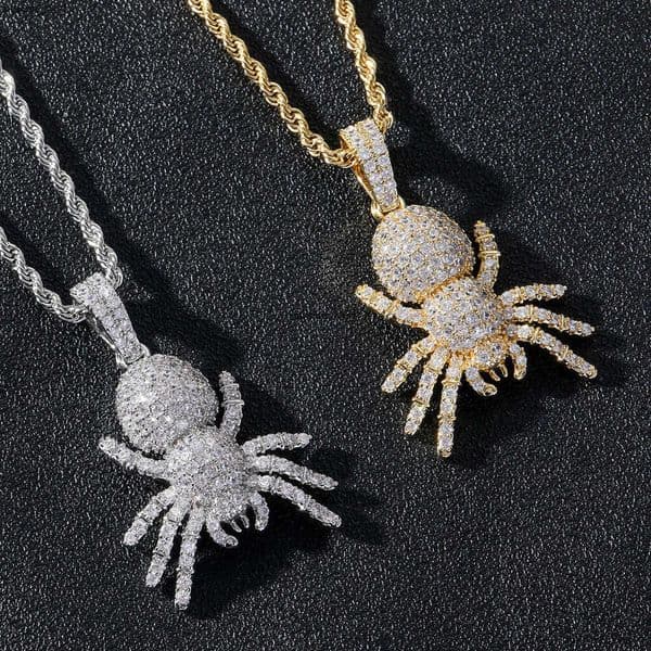 European American cross-border jewelry spider pendant with copper micro-inlaid zircon, personalized trendy brand hip-hop accessories for men and women