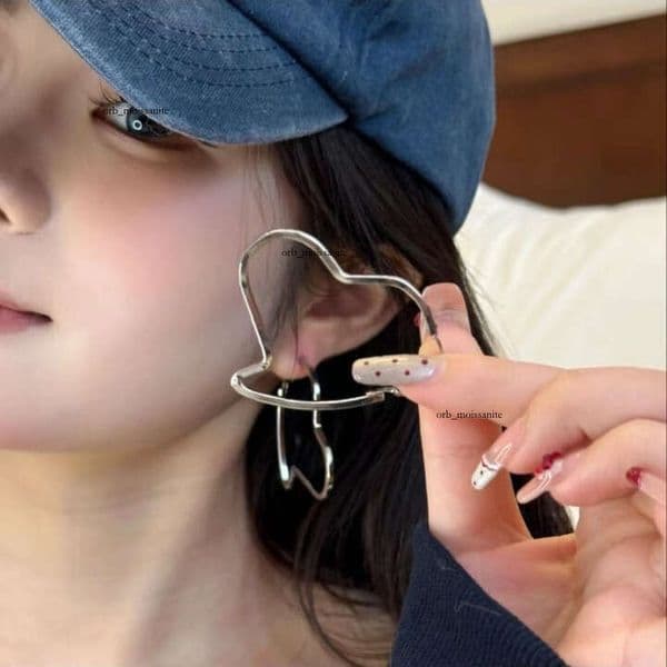 Irregular silver Heart-shaped Hoop 2025 New Trendy Personality Minimalist Style Stud Earrings Exaggerated Elegant Ear Accessories