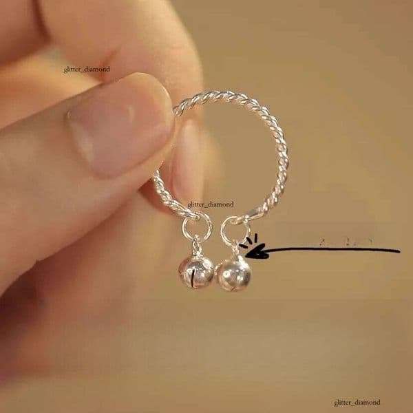 Women TikTok Step One Double Palace Bell Twisted Line Ding Dong Braided Ring Gift for Girlfriend Best Friend