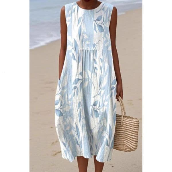 Summer New Product Designer Dress Sleeveless Pocket Casual Printed Elegant Long Dress Slim-fit Dress