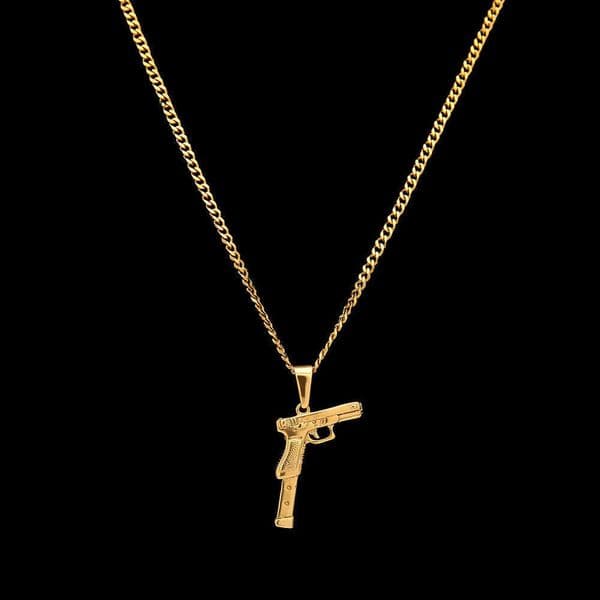Moissanite Jewelry Trend 925 Sterling Silver 14K Gold Pistol Pendant Unisex Hip Hop Low-Key Fashion Accessories Vacuum Color Retention Electroplating
