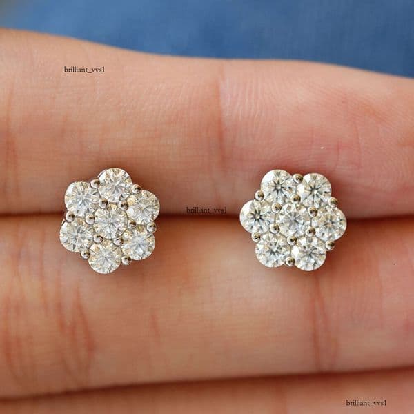 Hip Hop Style 925 Sterling Silver Moissanite for Men and Women Fashion Jewelry Hot-Selling Round Snowflake Earrings