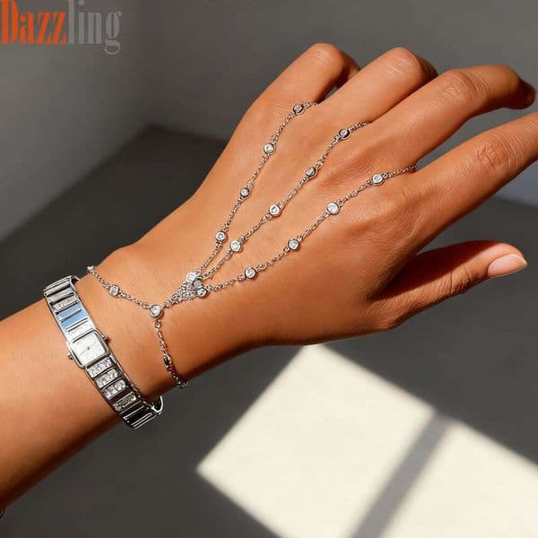 New foreign trade round Moissanite ins-style interlocking bracelet for women fashionable and unique accessory wholesale