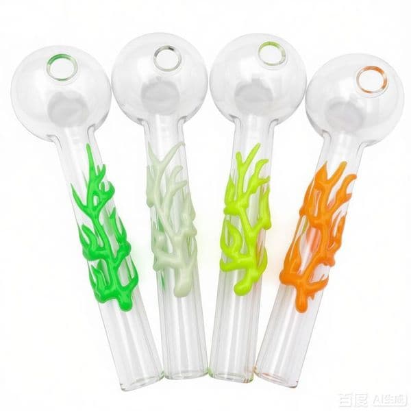Wholesale 10cm Mini Octopus Glass Oil Burner Pipes Luminous Glass Oil Tube Pipe for Smoking Glow in Dark Hand Pipe Spoon Burners with 30mm Ball