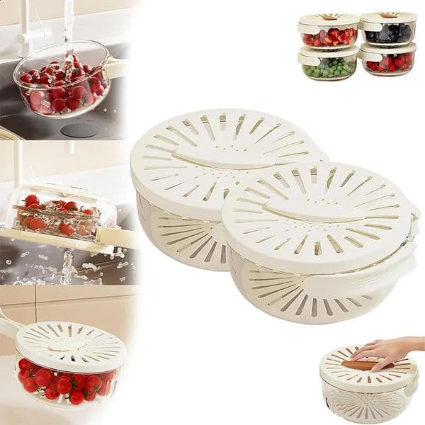 Fruit Strainer 2 In 1 Drainer And Strainer Multi-function Drain Basket Fruit Vegetable Washing Basket With Lid Drainer Tool Bowl 260320BJ