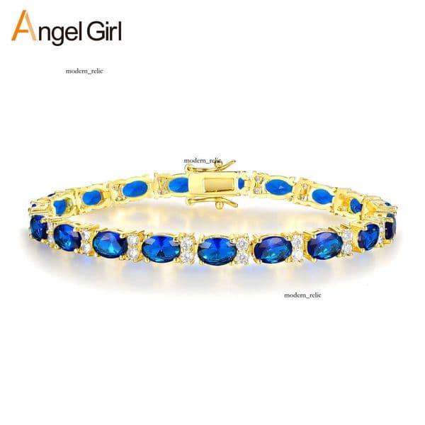 Silver inlaid Moissanite blue trendy and fashionable light luxury Jewelry bestseller tennis bracelet wholesale from Panyu factory