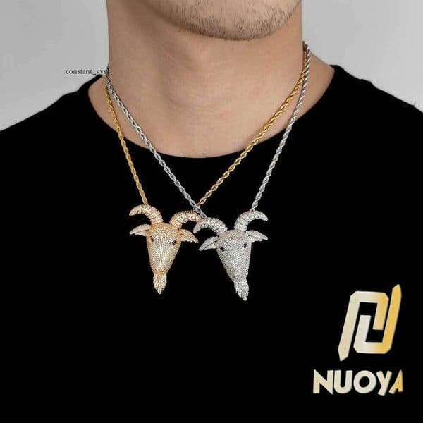 New Jewelry Hip Hop pendant with micro-inlaid Moissanite goat head trendy personalized necklace jewelry wholesale