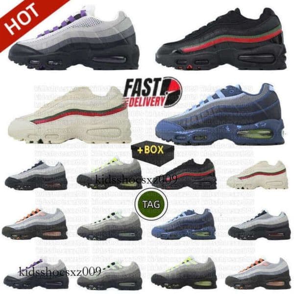 Niki Tech Shoes Designer Nikeair 97 Men 95s 95 Running Shoes Womens 97s Sneakers Designer Black White Gray Red Fluorescent Yellow Outdoor Shoes Kids EUR 36-47.5