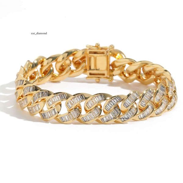 Jewelry bracelet 13mm wide T-shaped cubic Cuban chain personalized micro-inlaid Moissanite Hip Hop accessory available for dropshipping