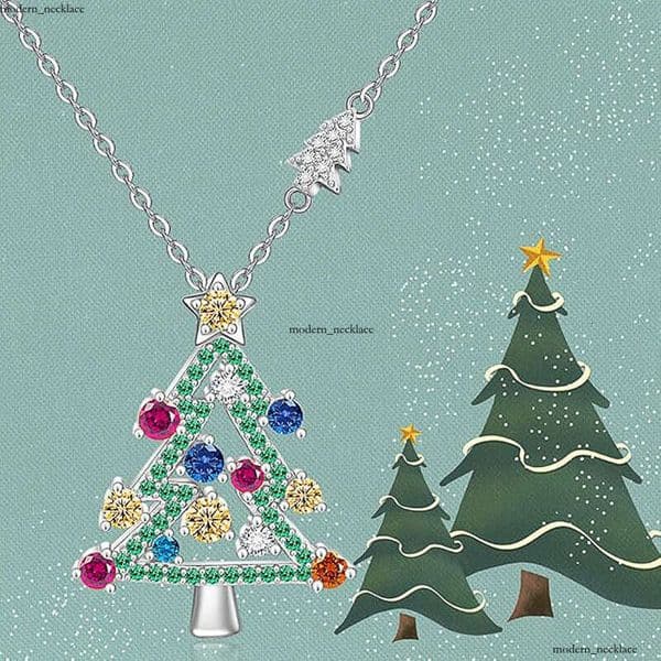 cute colorful tree pendant necklace is a fashionable holiday accessory an exquisite and trendy Christmas piece