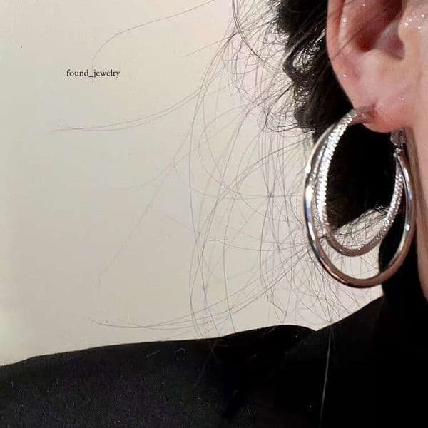 Minimalist Cool Style Double Circle Large for Women 2025 New Trendy Ear Accessories Elegant High-end Atmosphere Stud Hoop Earrings
