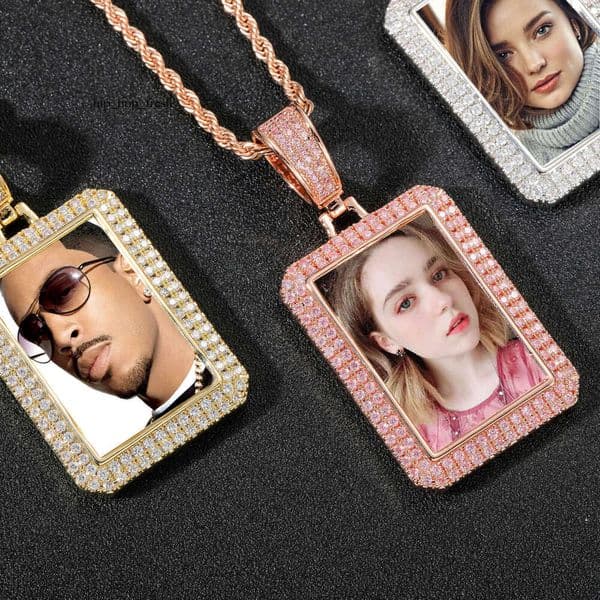 Fashion Jewelry bestseller rectangular pendant that can hold celebrity photos fan collection photo frame necklace available for dropshipping