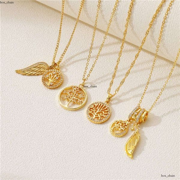 Silver Necklace Tree of Life Series Leaf Pendant with Clavicle Chain 18k Gold Moissanite Wholesale