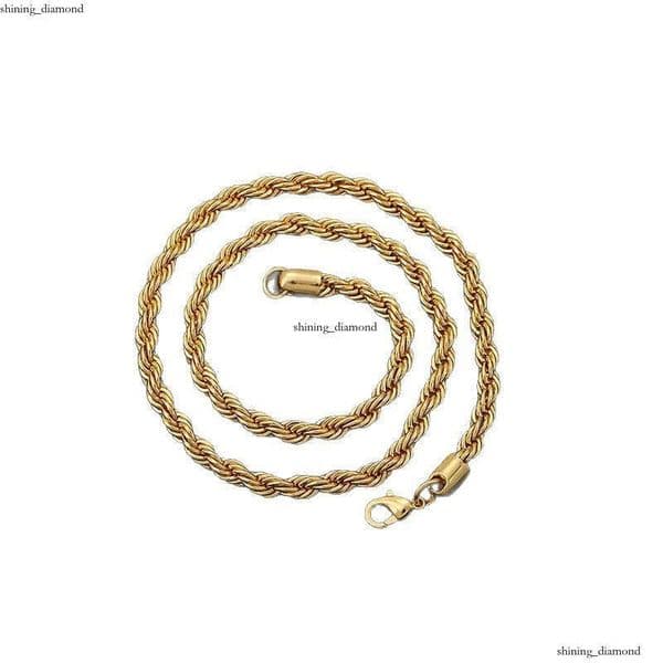 3MM Sterling Silver 14K 18K Gold Braided Internet Celebrity Titanium Steel Necklace Wholesale Women's Collarbone Chain Elegant Simple Trendy Jewelry