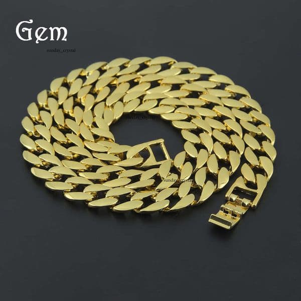Moissanite Jewelry Trendy Brand Simple Fashion Chain Personality Hip Hop Gold-Plated Smooth Miami Necklace Cuban Bracelet
