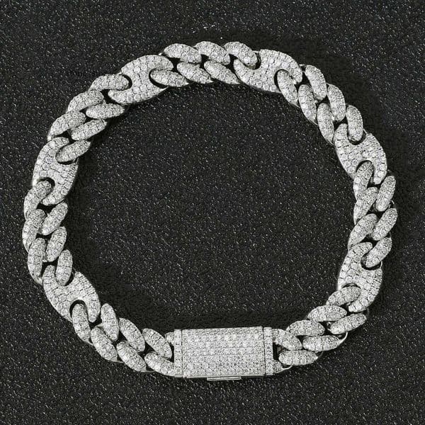 European and American Style 10mm Wide Three to One Pig Nose Micro Pave Zircon Cuban Chain Unisex Hip Hop Bracelet