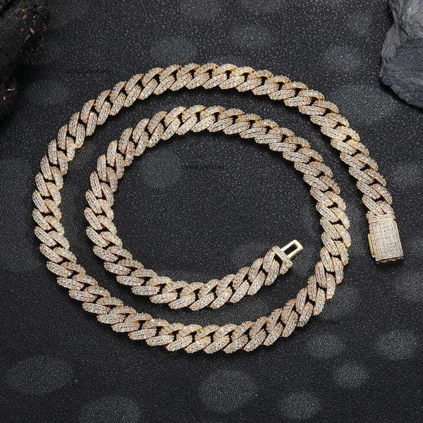 10mm Double Row Zircon Bubble Cuban Chain Men's Personality Hip Hop Trendy Cool Niche Design Necklace Jewelry